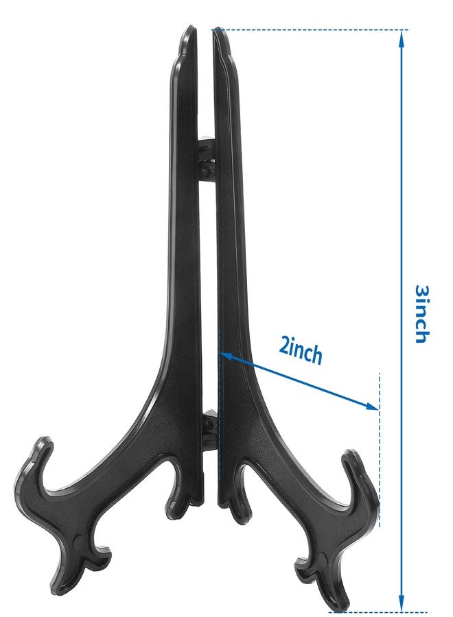 Litoexpe 24 Pcs 3 Inch Black Plastic Easels Plate, Picture Frame Stand Holder Acrylic Display Easels, Baseball Card Display Stand - Image 2